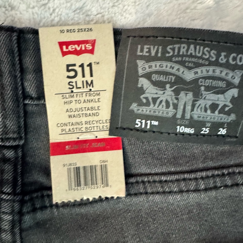 NWT- LEVIS boys 511- SLIM FIT JEAN SLIM FROM HIP TO ANKLE in FADED BLACK - Picture 7 of 12